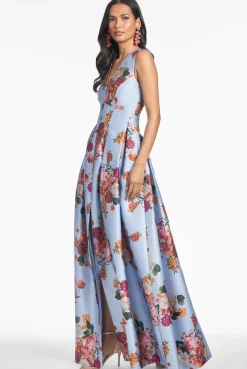 Brooke Gown Glacial Blue Bright Bouquet