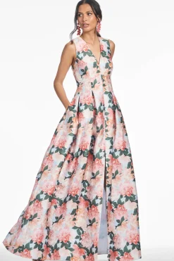 Brooke Gown Peach Peonies