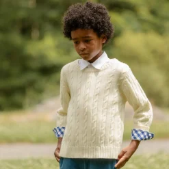 Brooks Button Down in Oxford White with Navy Gingham Trim