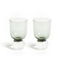 Bubble Glass Tumblers in Tourmaline Green, Set of 2