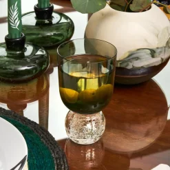 Bubble Glass Tumblers in Tourmaline Green, Set of 2