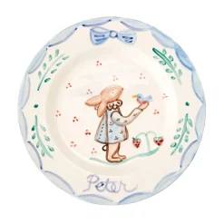 Bunny Plate in Blue, 7.5"