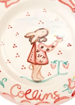 Bunny Plate in Pink, 7.5"