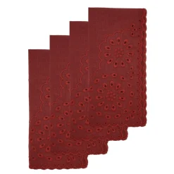 Burgundy Eyelet Dinner Napkins, Set of 4