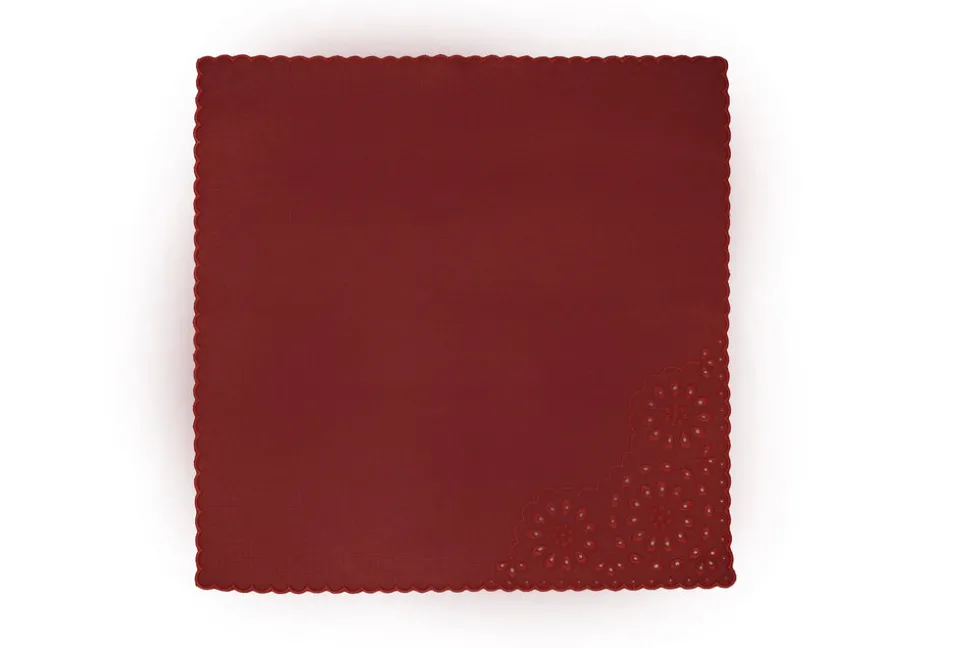 Burgundy Eyelet Dinner Napkins, Set of 4