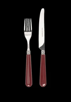 Burgundy Knife and Fork Set