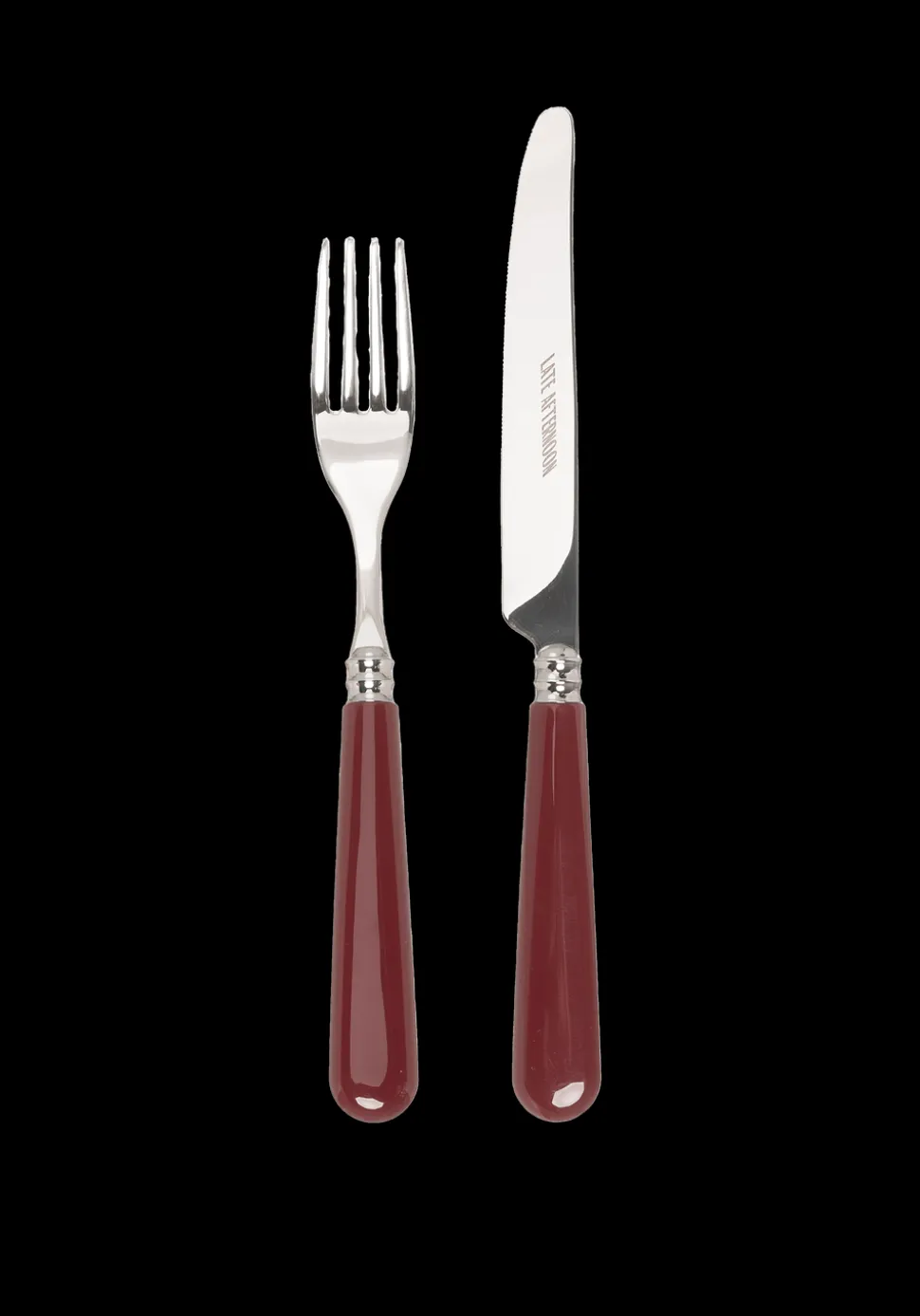 Burgundy Knife and Fork Set