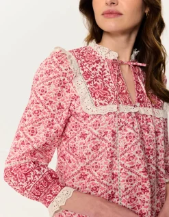 Burgundy Patchwork Nettie Blouse