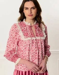Burgundy Patchwork Nettie Blouse