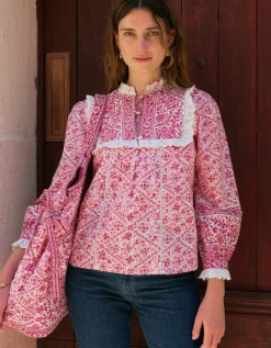 Burgundy Patchwork Nettie Blouse