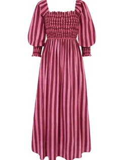 Burgundy Stripe Florence Dress