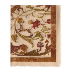 Cabana Pietra Dura Inspired Wool & Silk Scarf in Ivory