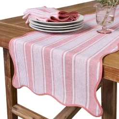 Cabana Stripe 18" x 90" Table Runner in Coral