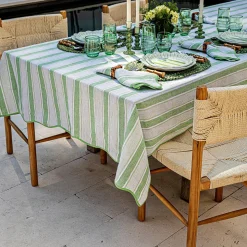 Cabana Stripe 60" x 120" Tablecloth in Seagrass