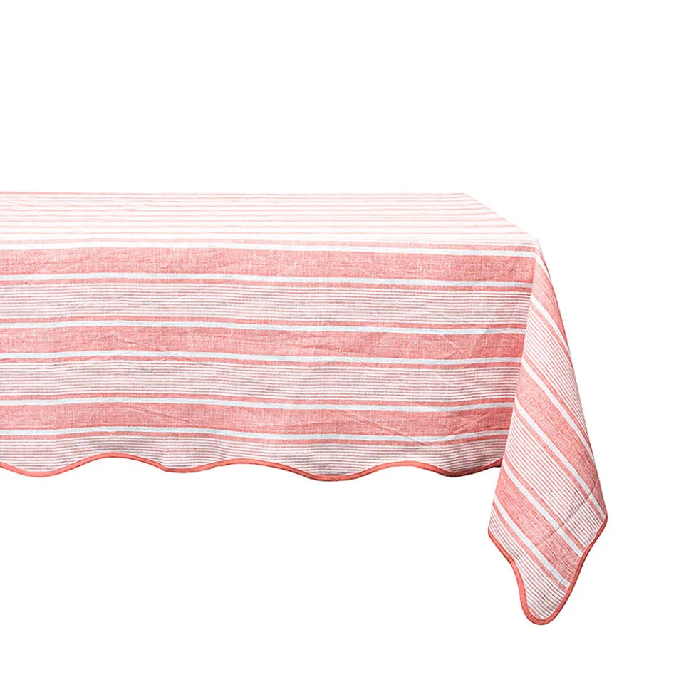 Cabana Stripe 60" x 120" Tablecloth in Coral