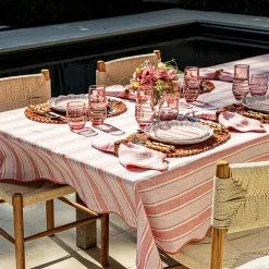 Cabana Stripe 60" x 120" Tablecloth in Coral