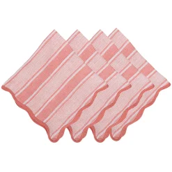 Cabana Stripe Napkin, Set of 4 in Coral