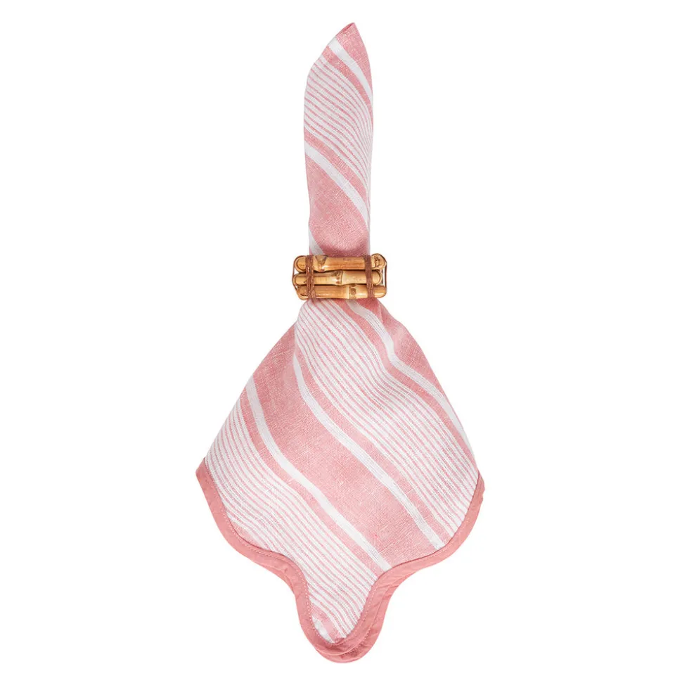 Cabana Stripe Napkin, Set of 4 in Coral