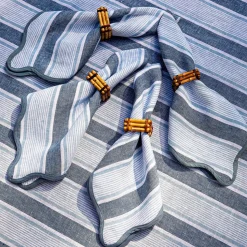 Cabana Stripe Napkin, Set of 4 in Ocean