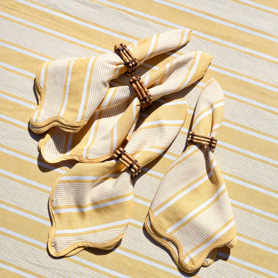 Cabana Stripe Napkin, Set of 4 in Sunshine