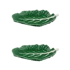Cabbage Leaf 28" in Green, Set of 2