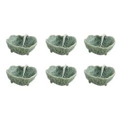 Cabbage Leaf 9" in Green, Set of 6