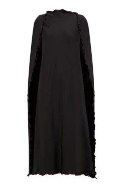 Cady Cape Dress with Scalloped Edge in Black