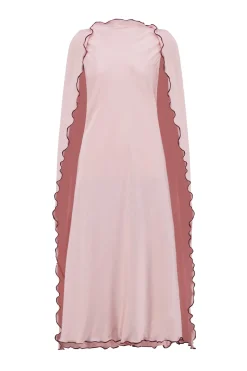 Cady Cape Dress with Scalloped Edge in Camellia