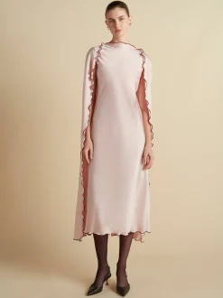 Cady Cape Dress with Scalloped Edge in Camellia