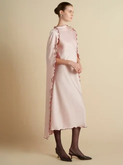 Cady Cape Dress with Scalloped Edge in Camellia