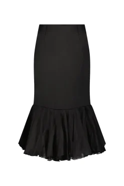 Cady Skirt with Organza Flounce Hem in Black