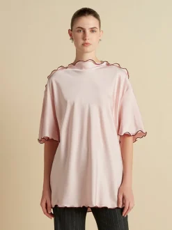 Cady T-Shirt with Scalloped Edge in Camellia