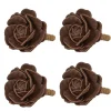 Camellia Napkin Ring in Brown, Set of 4