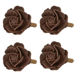 Camellia Napkin Ring in Brown, Set of 4