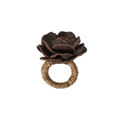 Camellia Napkin Ring in Brown, Set of 4