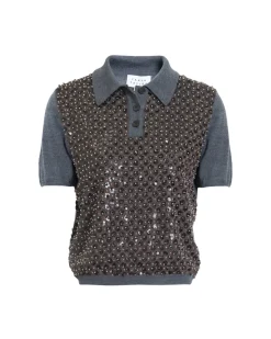 Camilla Knit Top in Dark Heather Grey & Bronze Multi