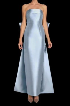 Camille Silk and Wool Column Gown with Removable Train