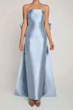 Camille Silk and Wool Column Gown with Removable Train