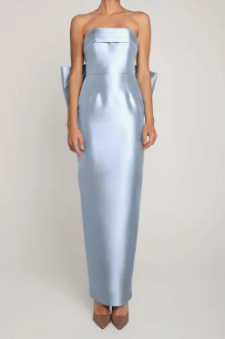 Camille Silk and Wool Column Gown with Removable Train
