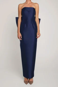 Camille Silk and Wool Column Gown with Removable Train