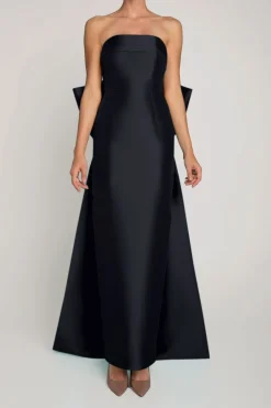 Camille Silk and Wool Column Gown with Removable Train