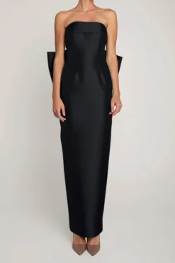 Camille Silk and Wool Column Gown with Removable Train
