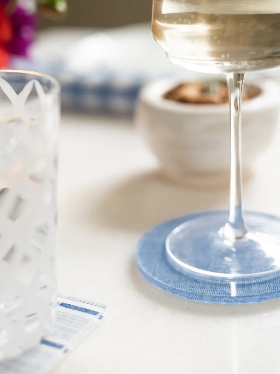 Campbell Blue Chambray Coaster Set