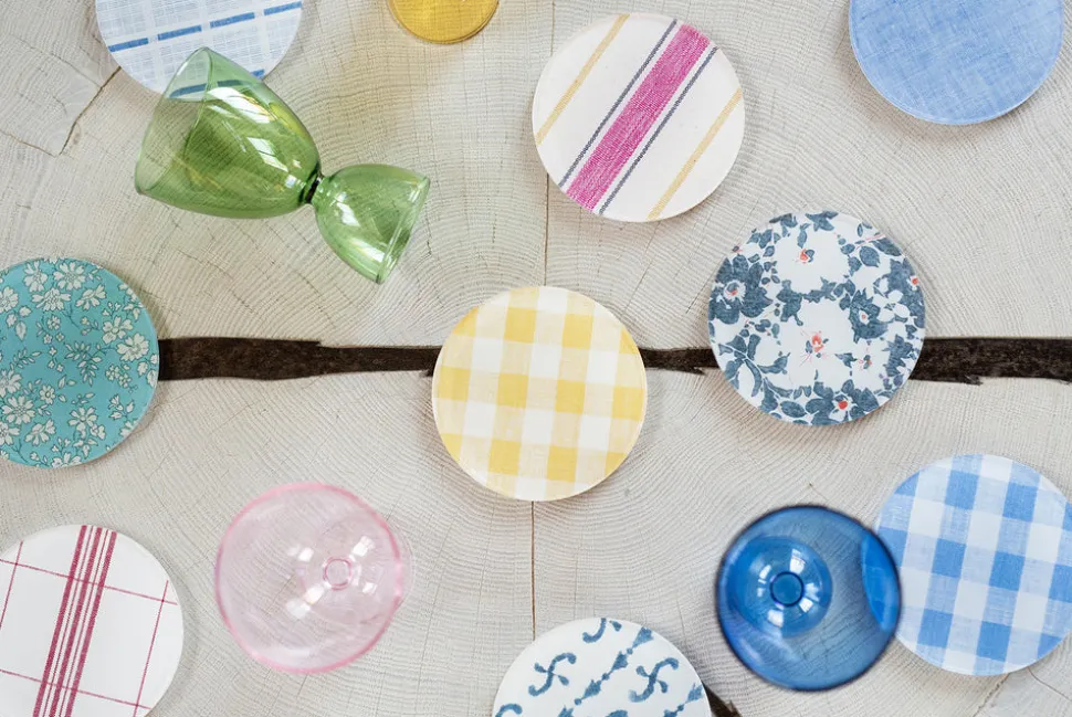 Campbell Blue Chambray Coaster Set