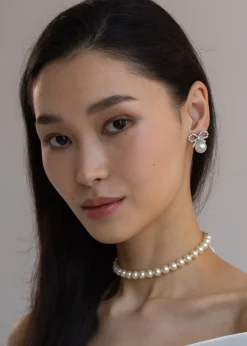 Candace Earrings in Crystal Pearl