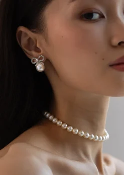 Candace Earrings in Crystal Pearl