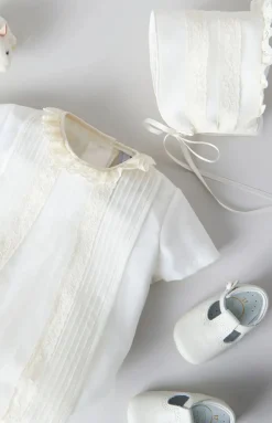 Cap Sleeve Lace Detail Romper in Ivory