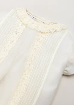 Cap Sleeve Lace Detail Romper in Ivory