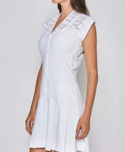 Cap Sleeve Lace Dress in White