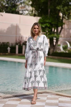 Capri Maxi Dress in Blue Palm